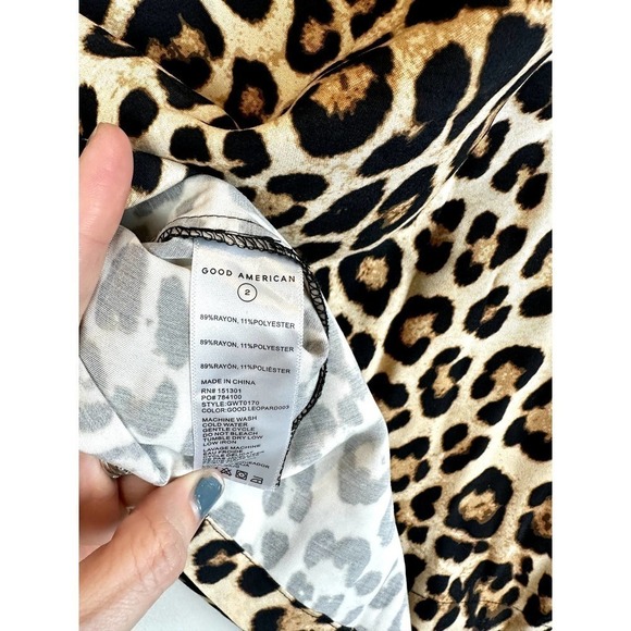 NWT Good American Leopard Print Pocket Crop top T-shirt sz 2 - Picture 6 of 6